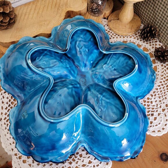 Inarco Mood Indigo Vintage Ceramic Serving Tray - Blue Fruits - Picture 8 of 13
